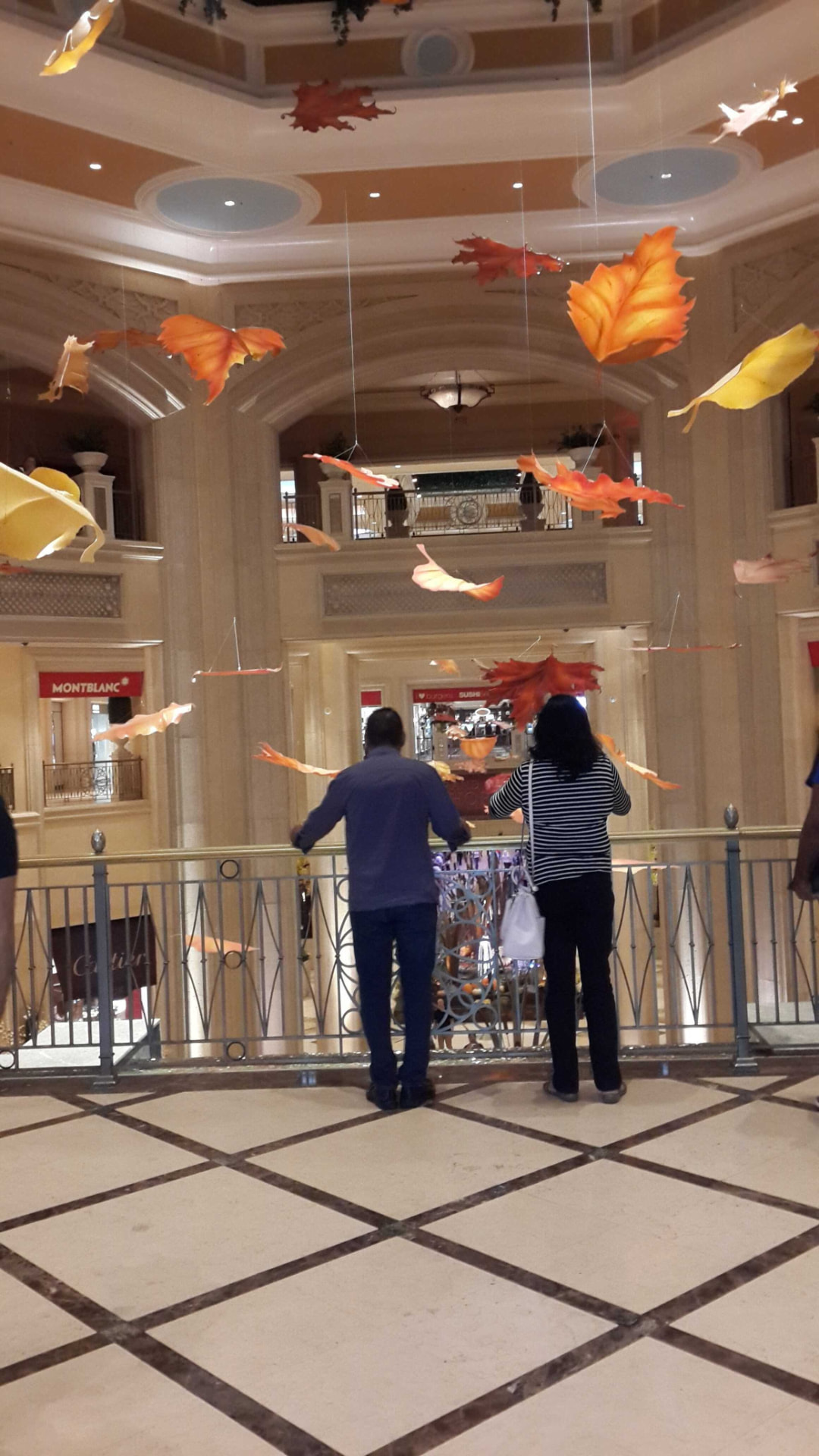 Autumn leaves hanging in a Las Vegas atrium
