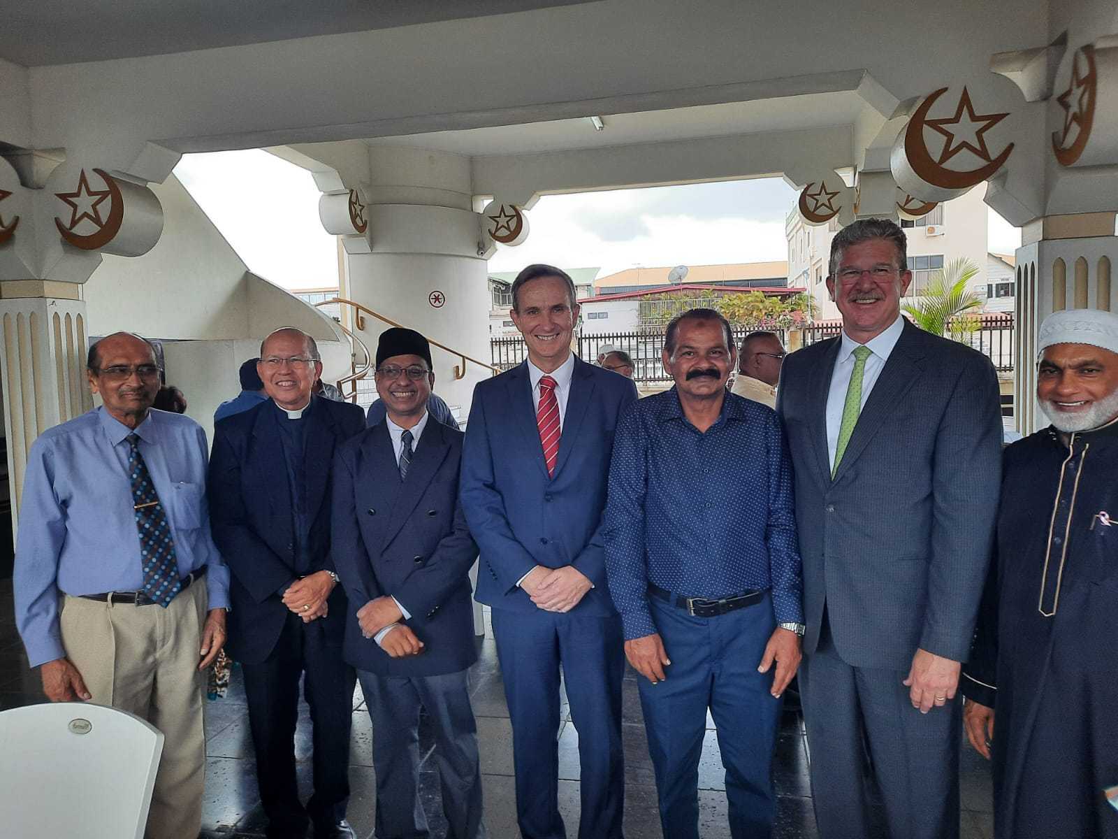 Mohamed Haroenkhan Abdul with religious and diplomatic representatives at the mosque